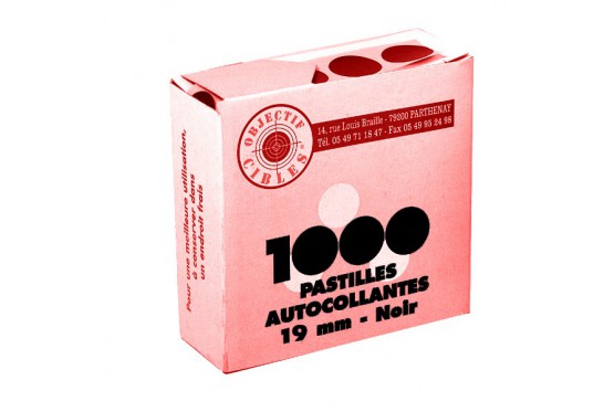 Lot de 1000 pastilles noires 19 mm autocollantes pour cibles
