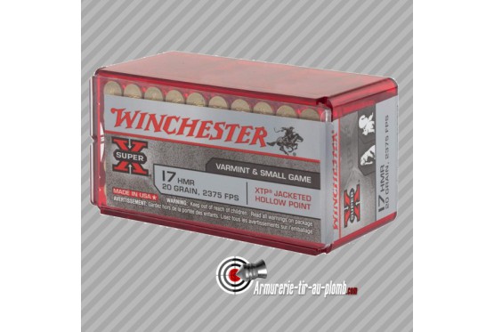 cartouches Winchester  calibre17 HMR creuse 20 grains varmint