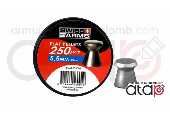 Boite de  250 Plomb Plat Swiss Arms calibre 5,5 mm 