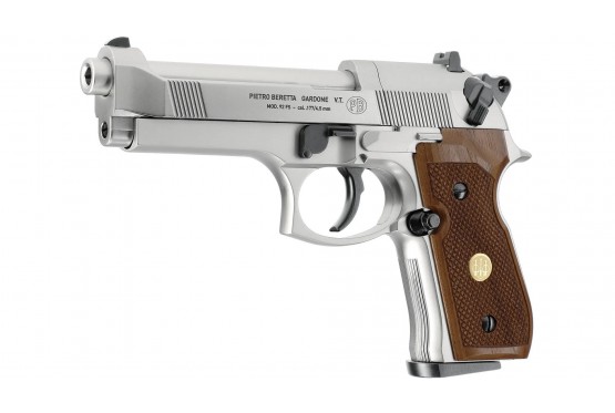 Beretta 92 FS nickel mat crosse bois - Pistolet à plomb